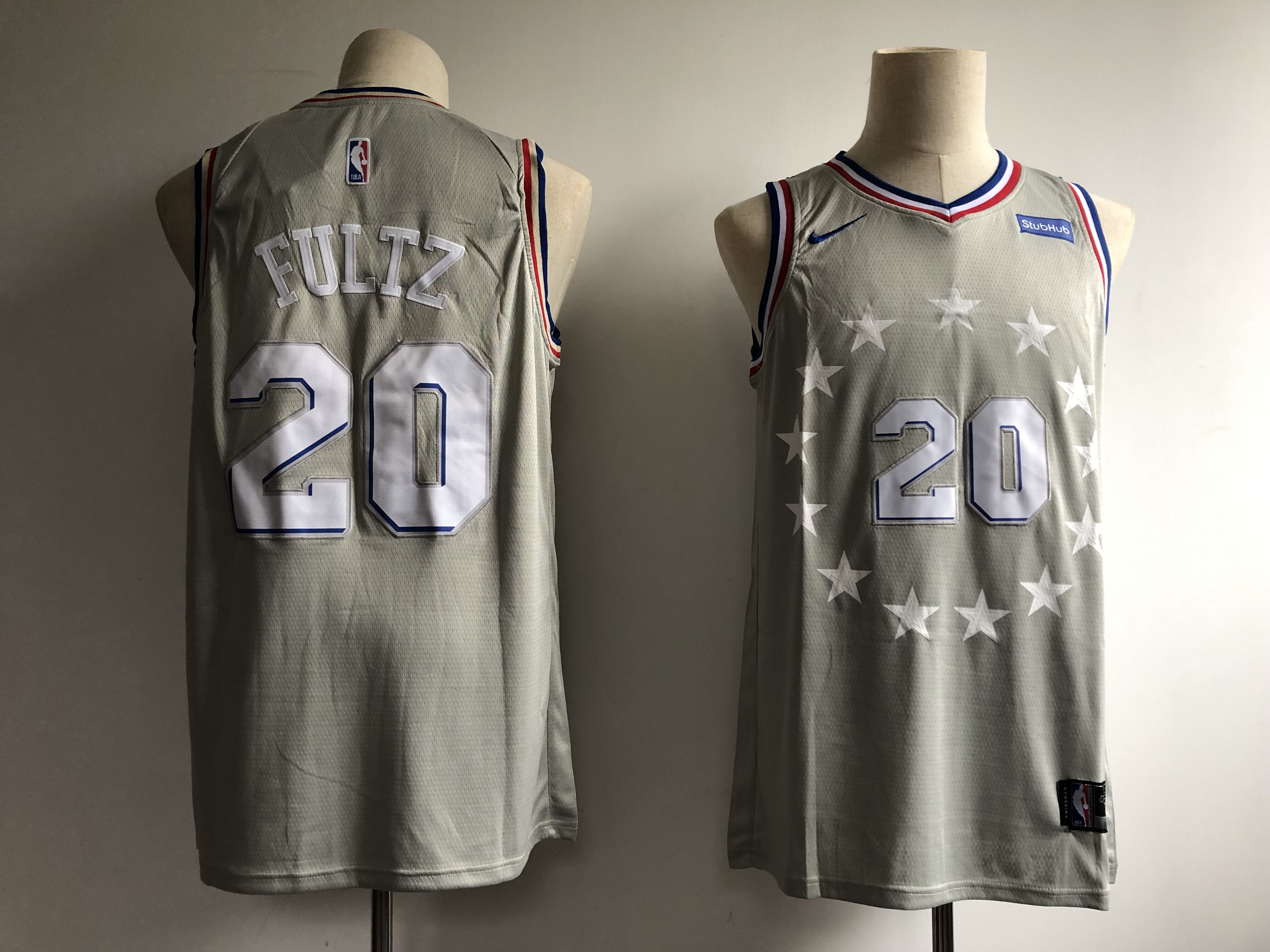 Men Philadelphia 76ers #20 Fultz grey City Edition Game Nike NBA Jerseys